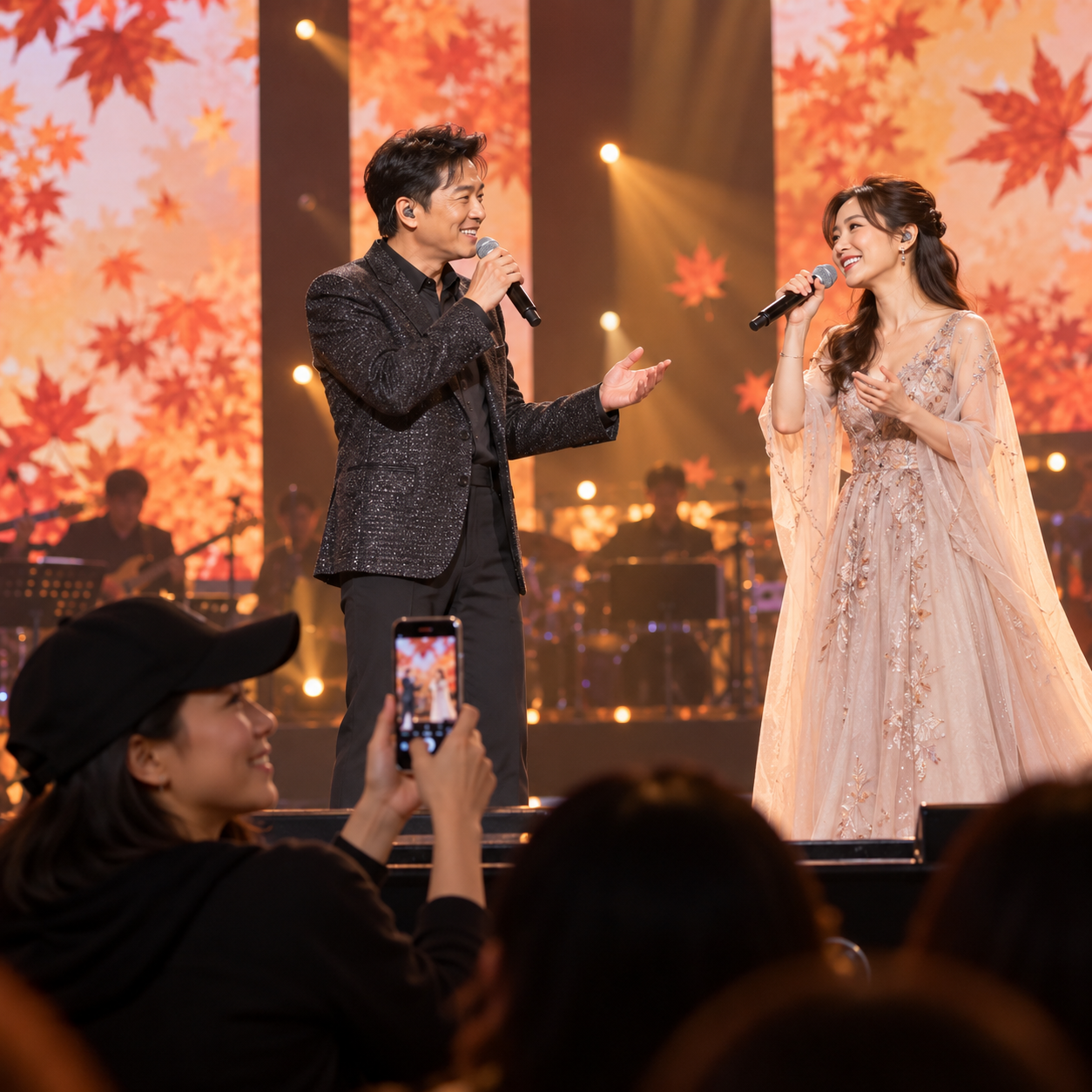 张智霖与旧爱许秋怡相隔15年再同台，袁咏仪台下笑着记录演出