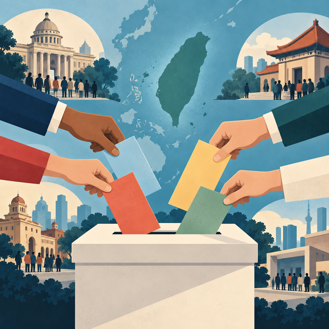 台湾“九合一”选举并非独有，多地也有类似安排
