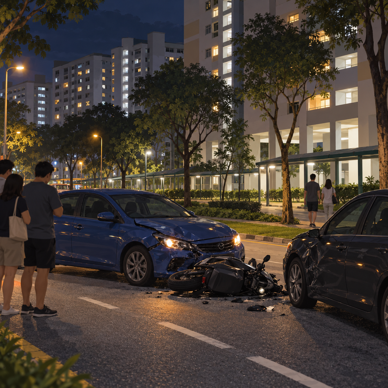 淡滨尼12道致命车祸：公众救出受困奥迪车内情侣后，两人逃离现场