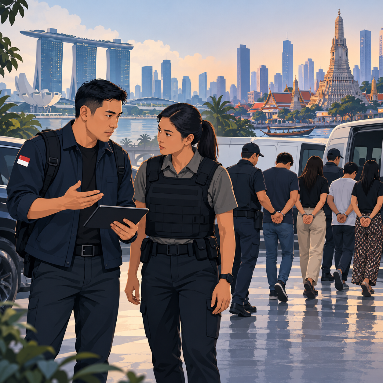 泰国警方与新加坡警方联合行动，四人被捕